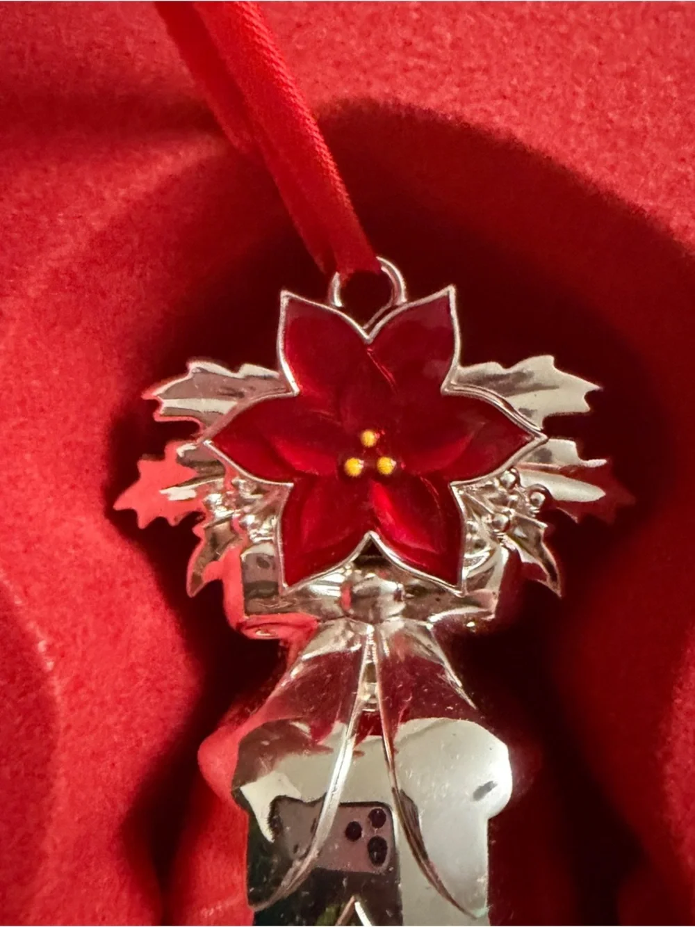 LENOX 2018 Christmas Ornament Song Musical‎ Silver Bell Poinsettia Annual Steiff